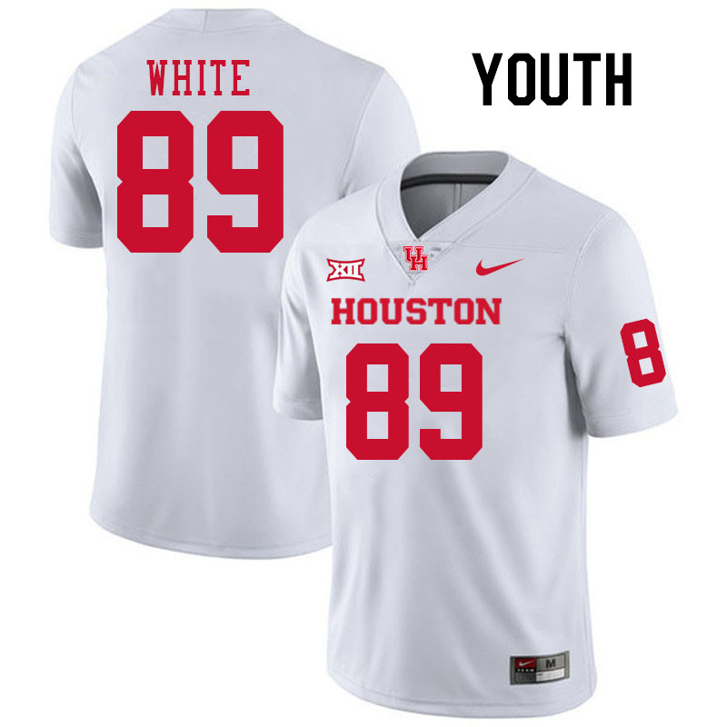 Youth #89 Kolby White Houston Cougars College Football Jerseys Stitched-White